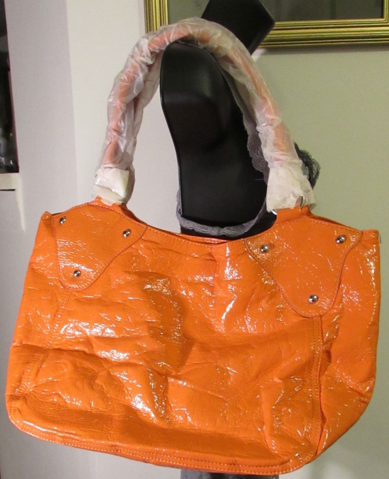 large orange tote bag