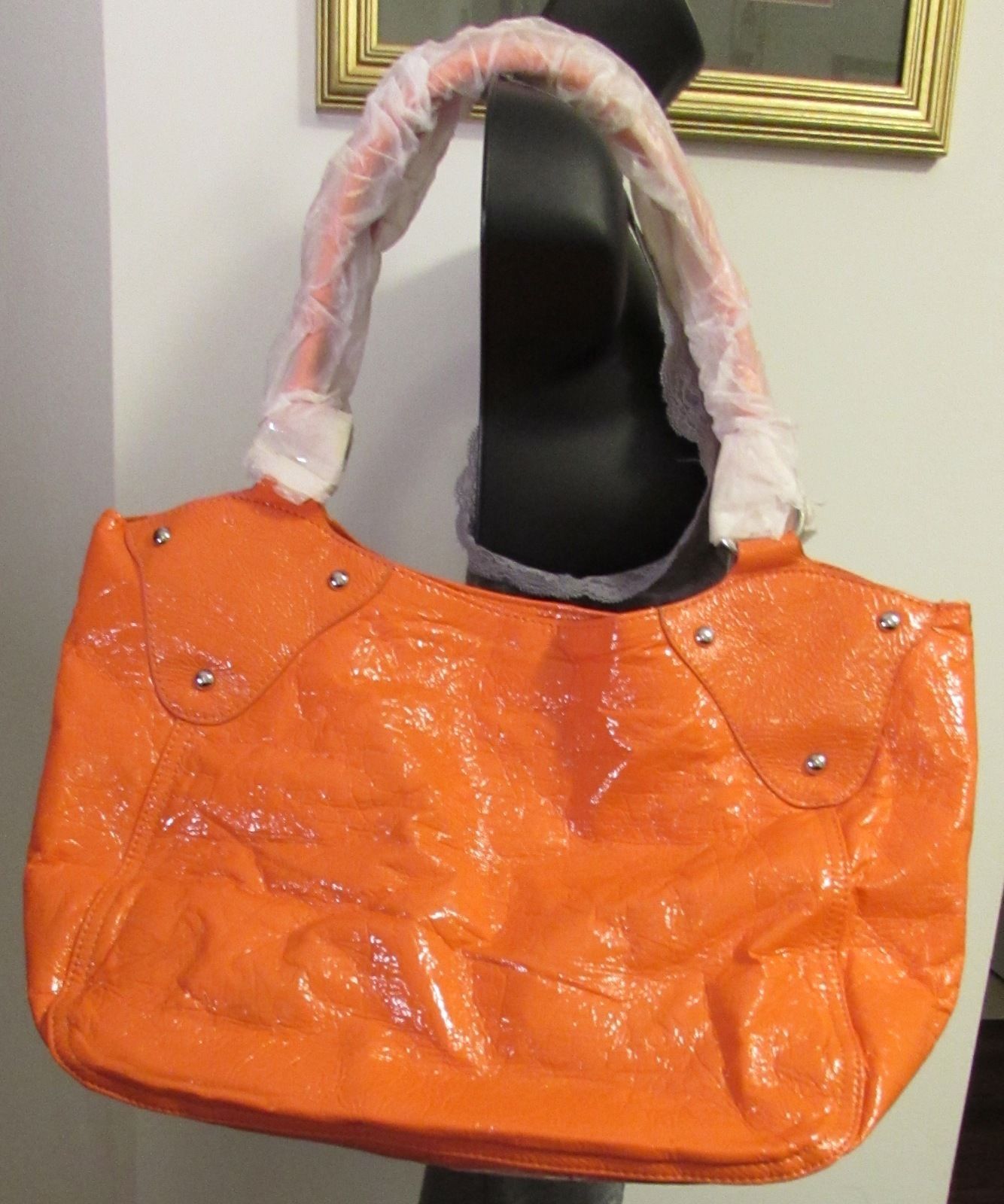 Aldo Large Bright Orange Hobo PVC Tote Bag Handbags & Purses