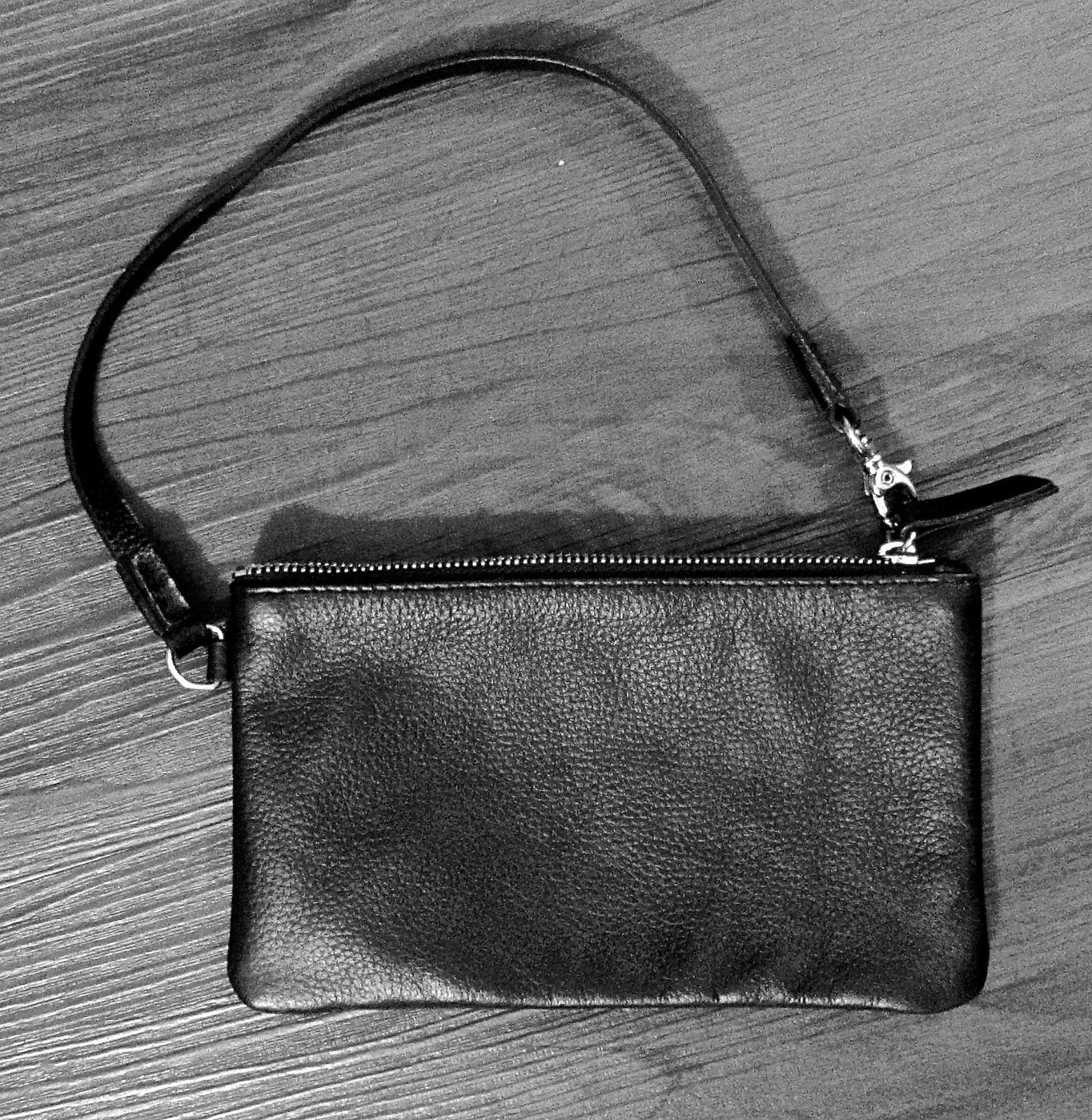 Patti for Hung On U Black Pebbled Grained Genuine Leather Wristlet ...