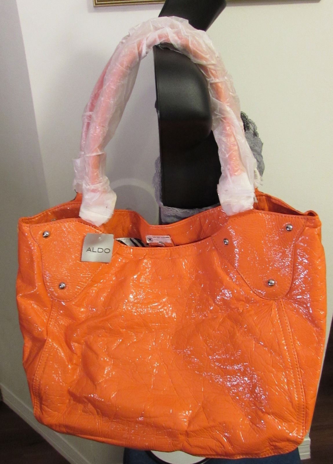 Aldo Large Bright Orange Hobo PVC Tote Bag - Handbags & Purses