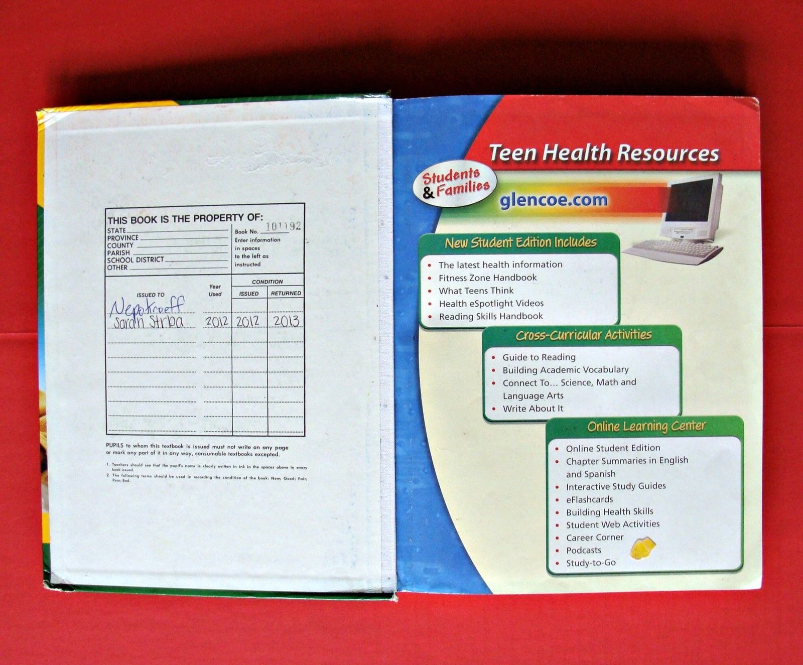 Glencoe Teen Health Course 3 Middle School Textbook Book 7 8 grade