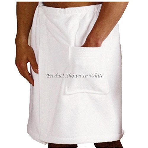 Mens White Terry Shower Wrap 21 Inch Available in White and Ecru (White)