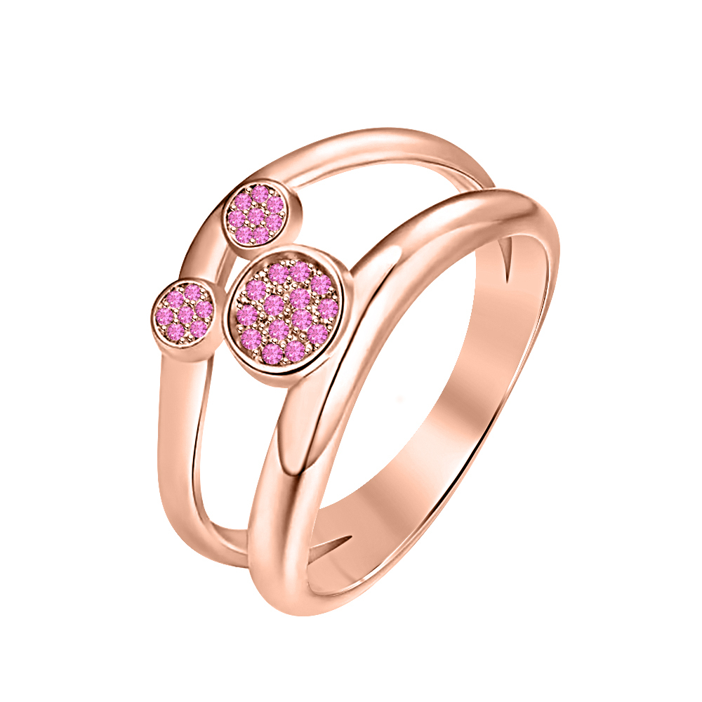 0.30 ct Round Pink Sapphire 14k Rose Gold Over 925 Silver Cute Mickey Mouse Ring