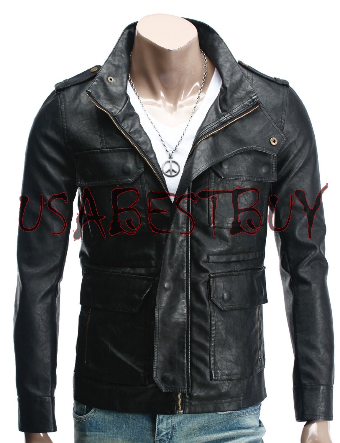 Handmade New Men Latest Style Pockets Bomber Leather Jacket, Men ...