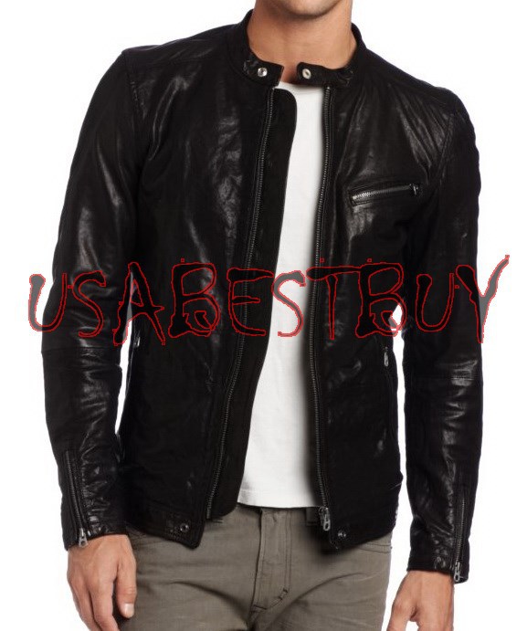 Image of Handmade New Men Stylish Classic Buckle Back Bomber Leather Jacket, Biker Jacket