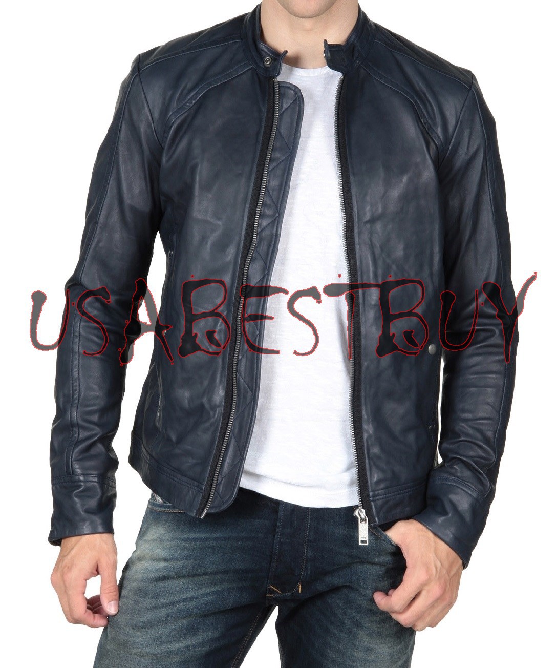 Image of Handmade New Men Stylish Simple Vintage Bomber Leather Jacket