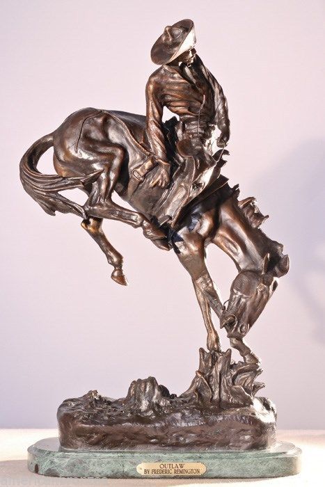 Outlaw Solid Lost Wax Bronze Sculpture Statue by F. Remington Baby