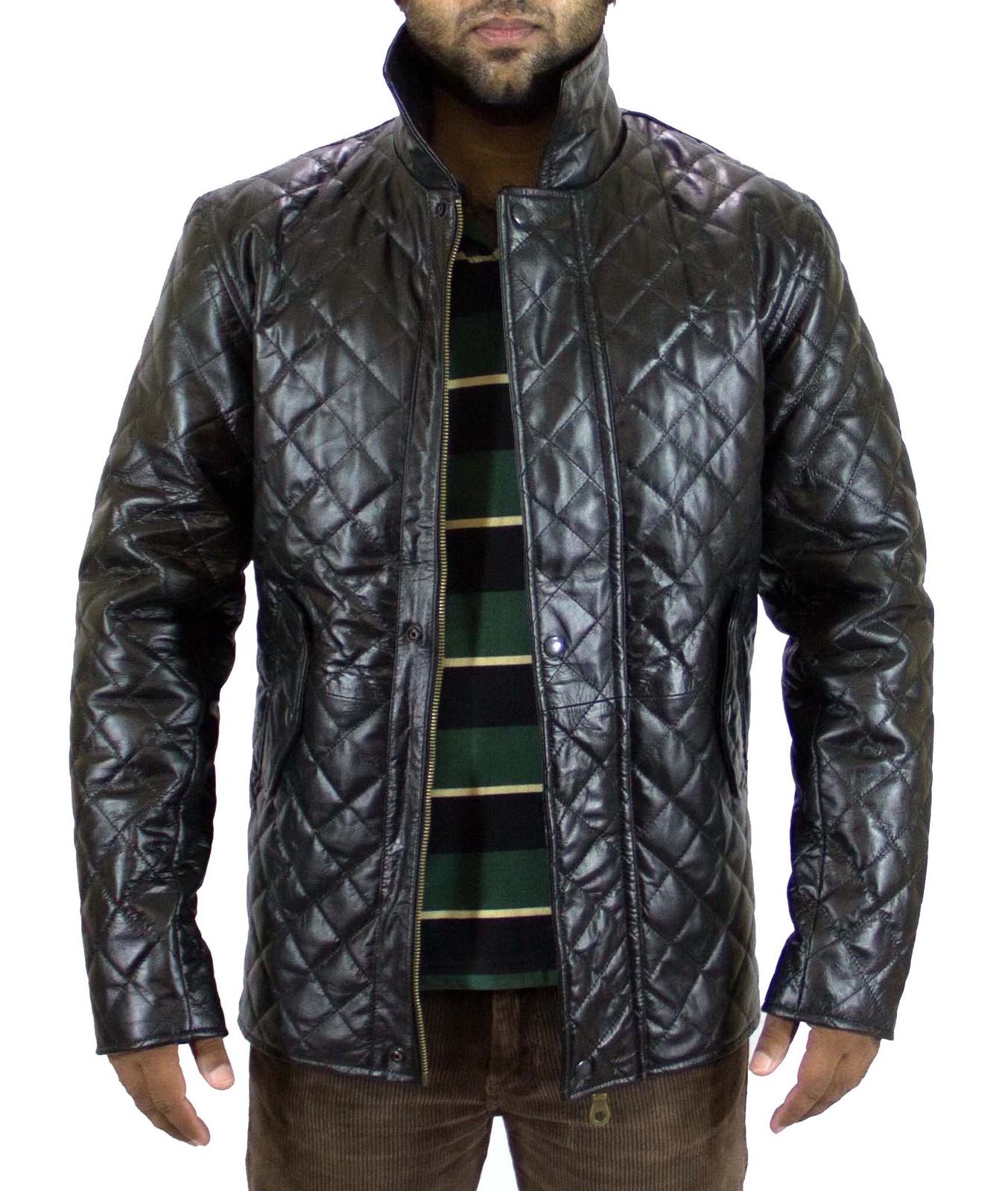 Handmade New Men Stylish Quilted Winter Leather Jacket Biker Jacket 