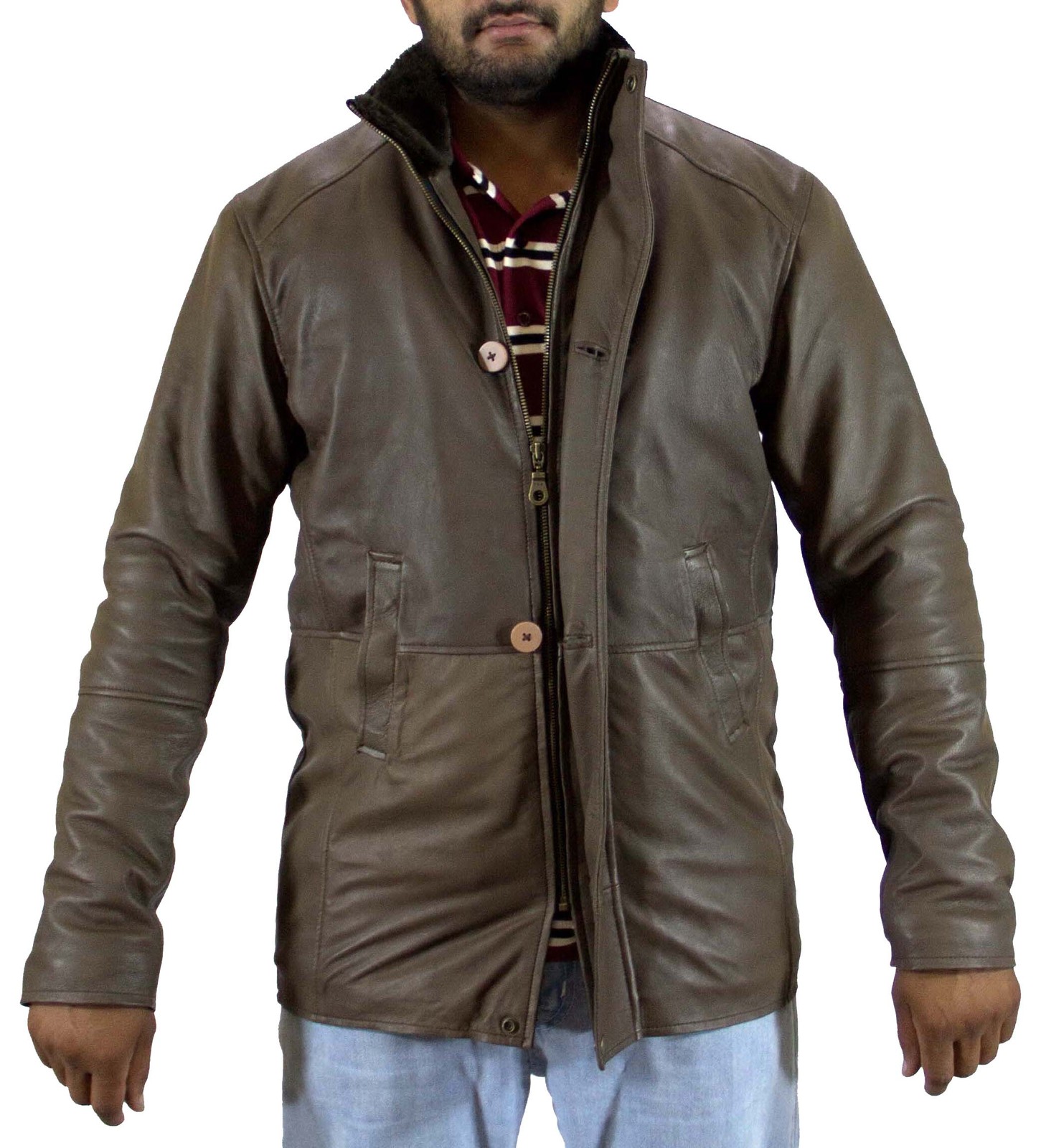 Handmade New Men Stylish Soft Leather Jacket with dual Closure Front ...