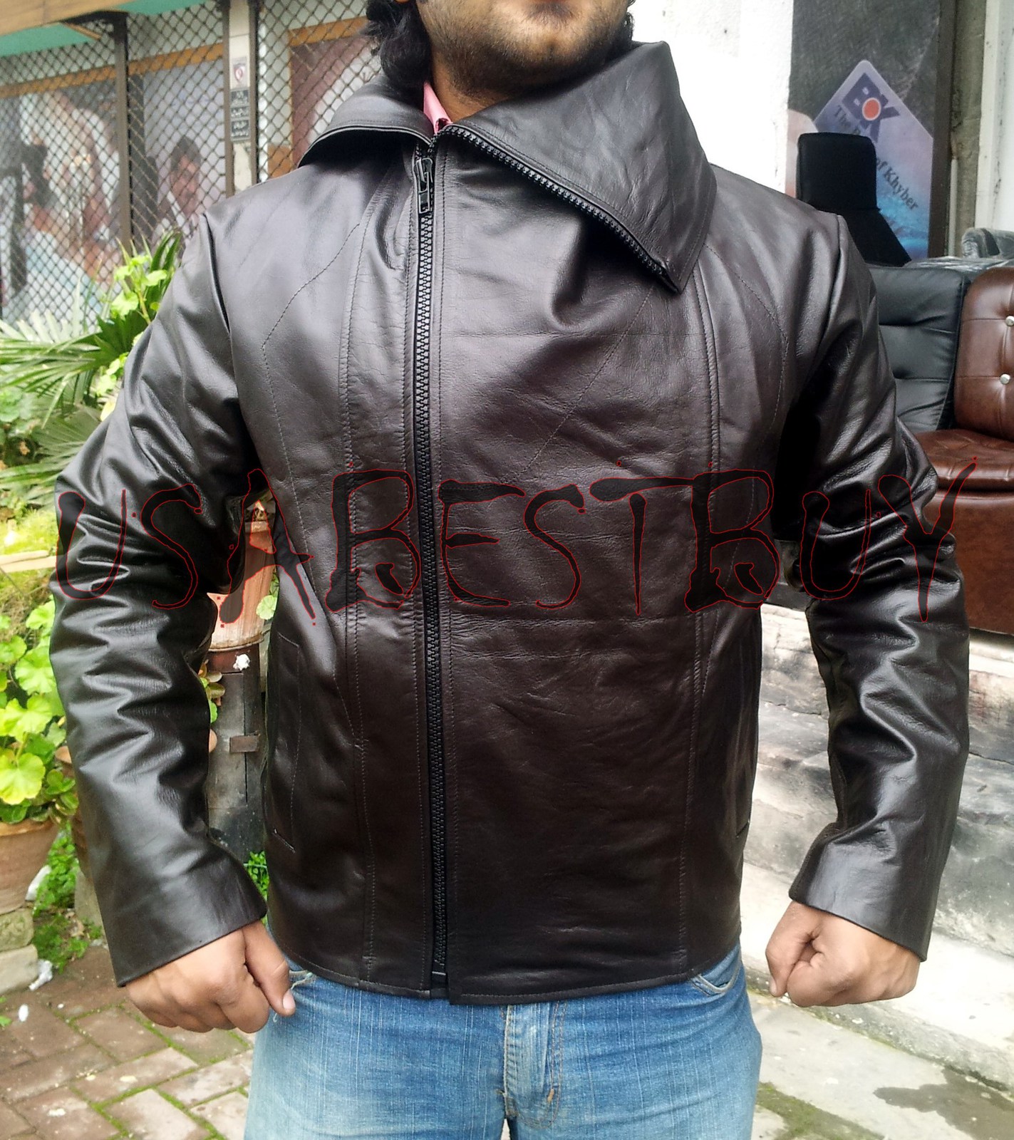 Handmade New Men Latest High Collar Unique Leather Jacket, Men leather ...