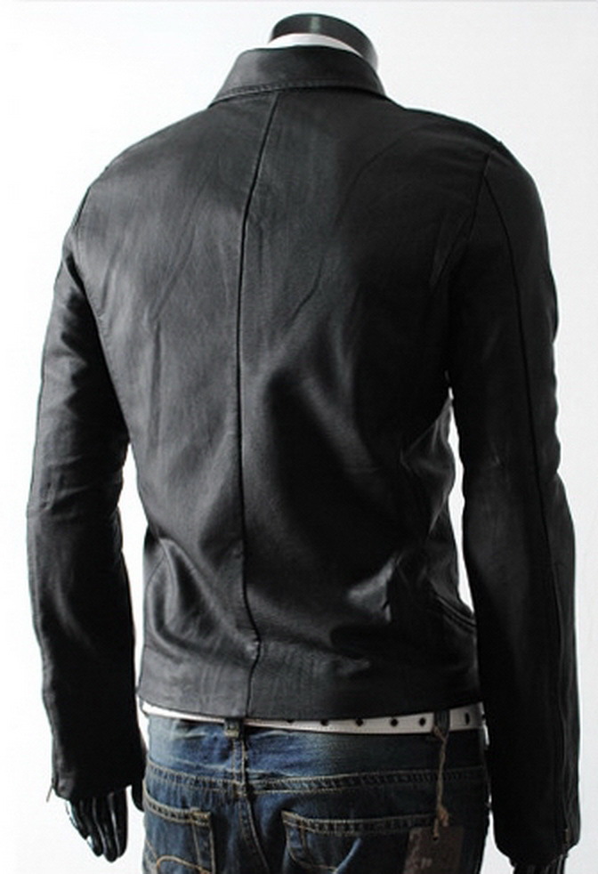 Handmade New Men Stylish Large Collar Black Leather Jacket, Men Leather