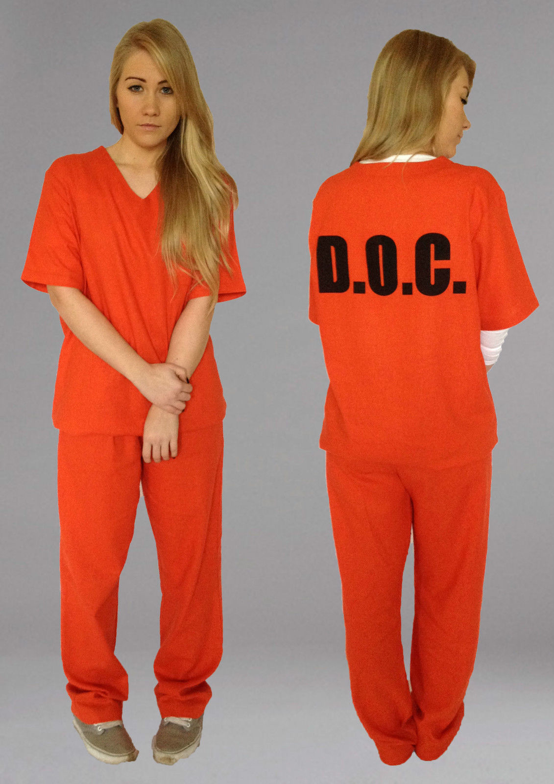 Ladies Orange Inmate Uniform Convict Prisoner New Black Fancy ...