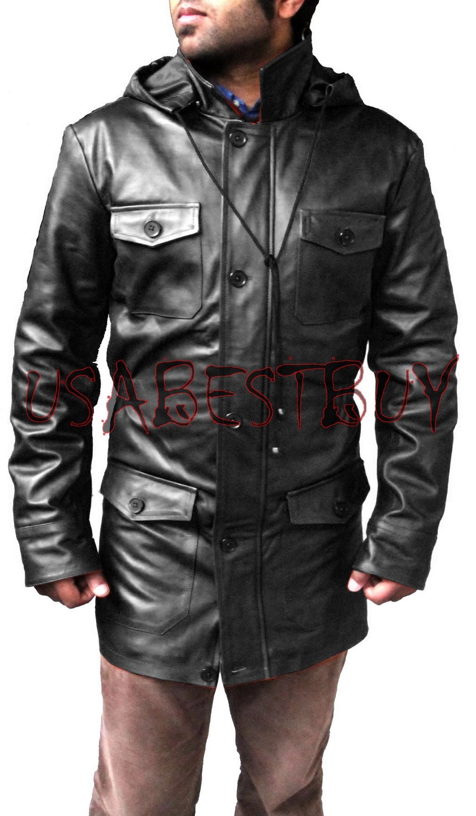 Handmade New Men Stylish Chic Black Long Leather Jacket, Men Leather jacket Outerwear