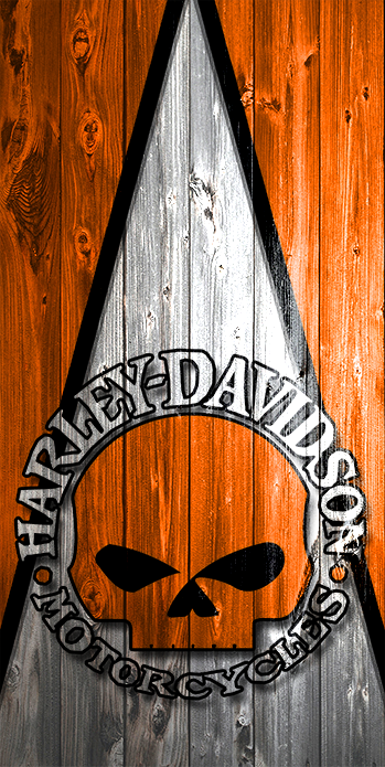 CUSTOM VINYL Cornhole Board DECAL/ Harley Davidson triangle_Willie G2