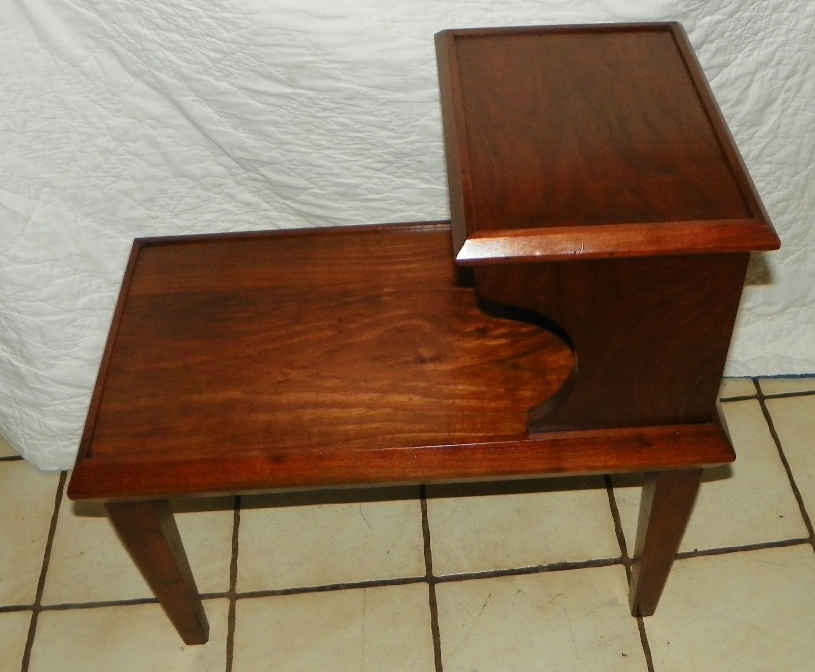 Solid Walnut Mid Century Step End Table Side Table T383 Post 1950