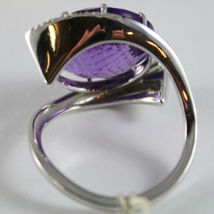 18K WHITE GOLD RING DIAMONDS ct0.38 AMETHYST ct11.50 AMAZING CUT, MADE IN ITALY image 6