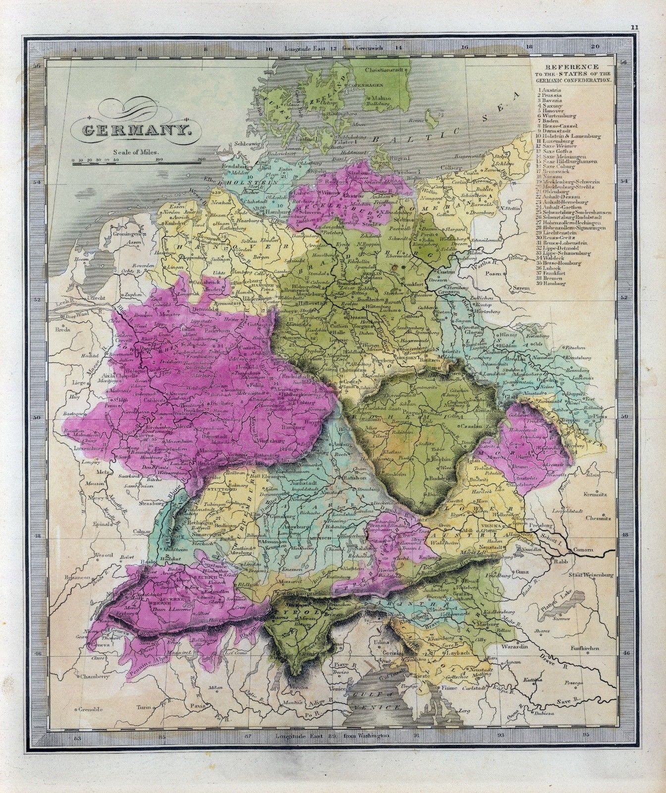 1840 Poster Of Antique Map GREENLEAF Atlas History Germany 11 Posters     57 