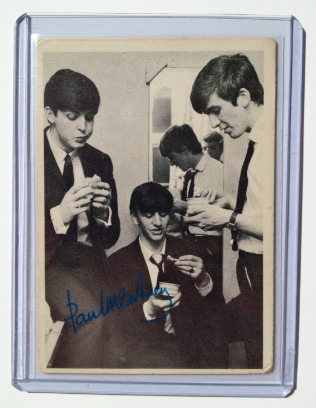 1964 Beatles Trading Card No 18 Group Snapshot McCartney Autograph