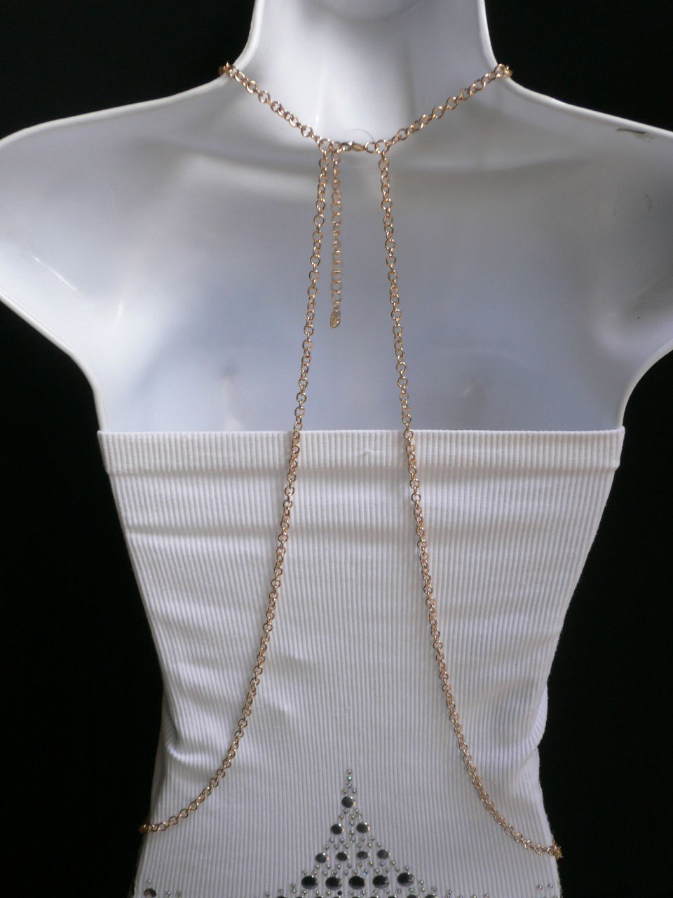 WOMEN SILVER EXTRA LARGE PENDANT METAL BODY CHAIN STYLISH JEWELRY LONG