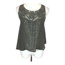 Delias Tank Top S Floral Sheer Lace Gray Summer Slightly Cropped Womens ... - $13.30