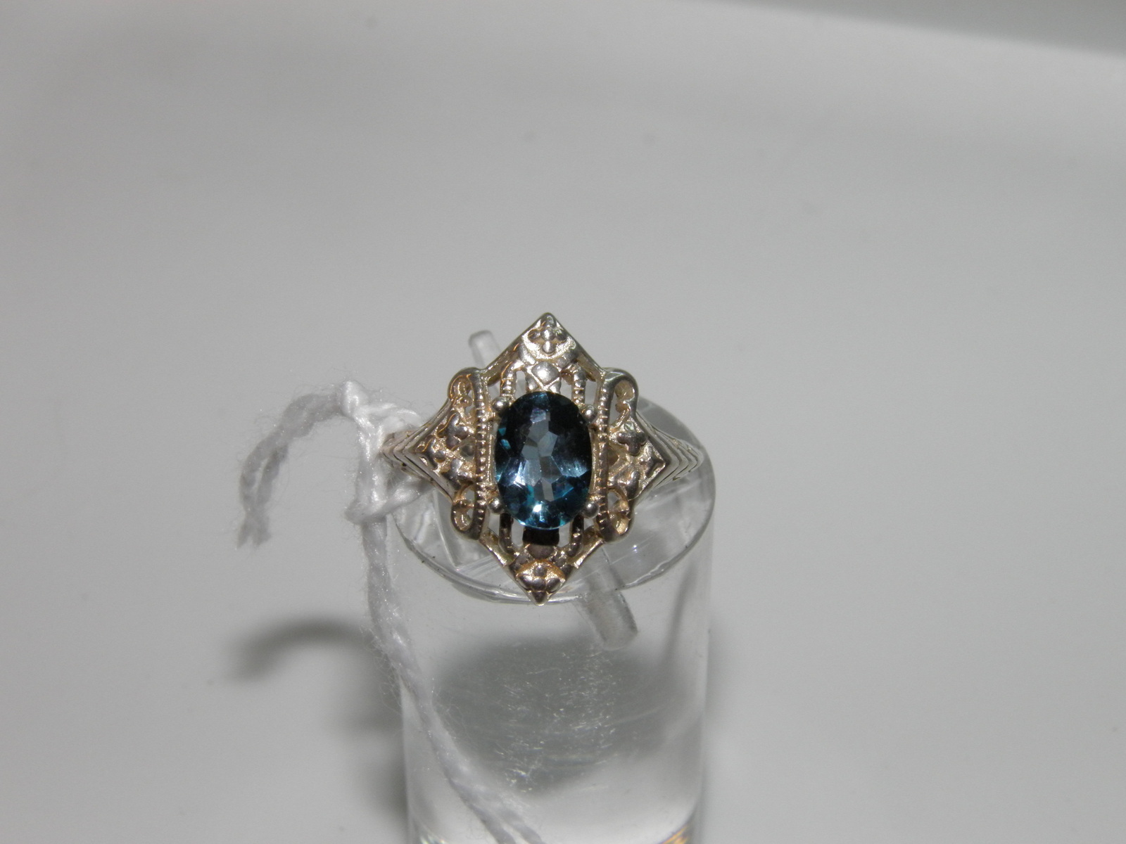 SALE Sterling Silver ring sz 6 London Blue Topaz 1.07ct Art Deco ...