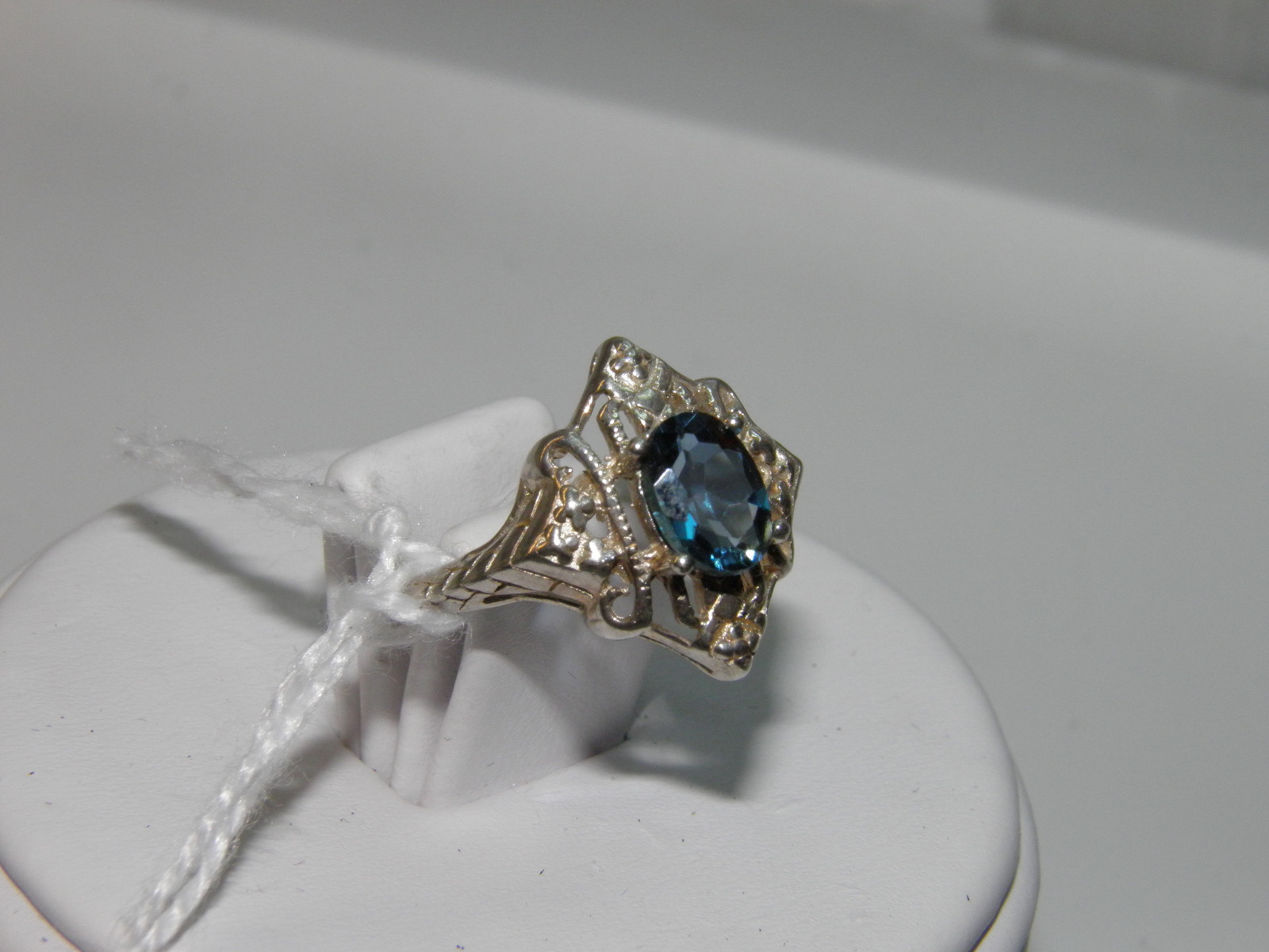 SALE Sterling Silver ring sz 6 London Blue Topaz 1.07ct Art Deco ...