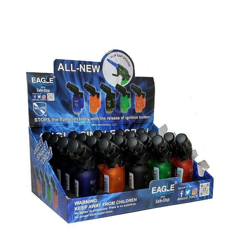 EAGLE TORCH 45 ANGLE SINGLE FLAME TORCH PT116B ASSORTED COLORS PACK OF 20