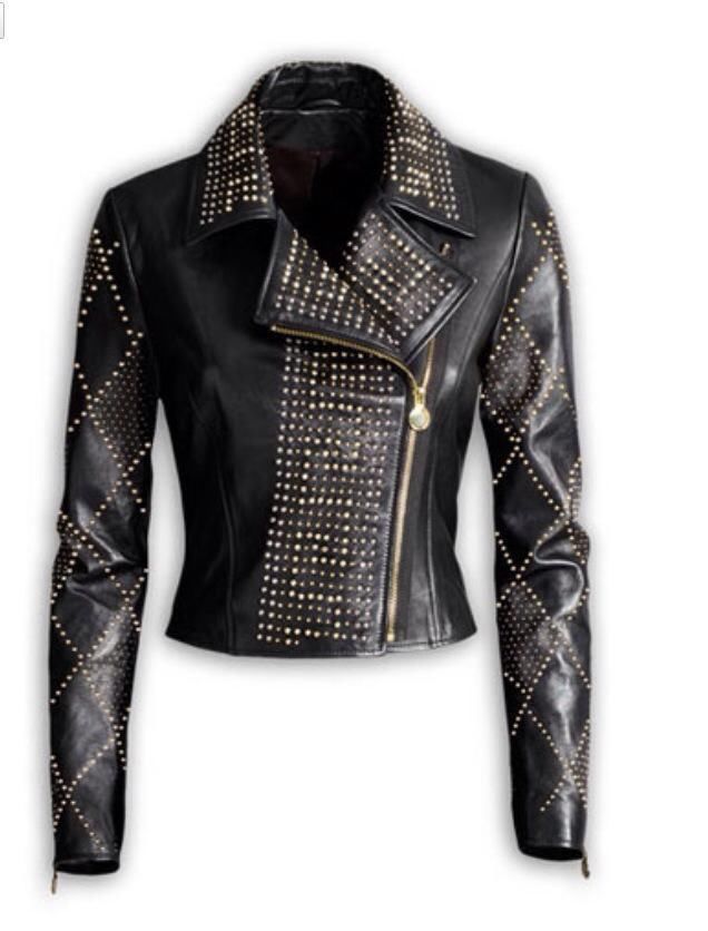 New Versace Woman Full Silver,Golden Studded Brando Style Leather Punk ...
