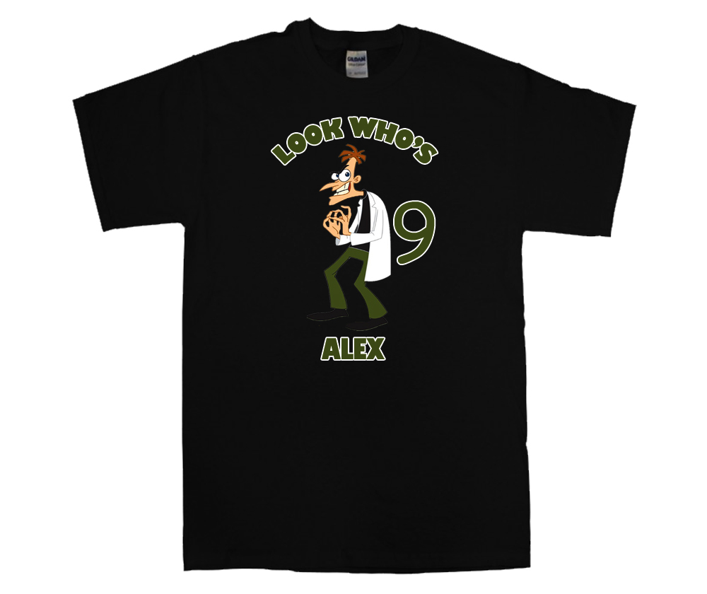 Phineas and Ferb Dr Doofenshmirtz Personalized Black Birthday Shirt - T ...