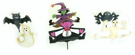 Set 6 Halloween Painted Metal Cup Cake Picks Vampire Ghost Bat Witch Spider - $6.95