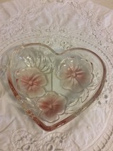 Heart Shaped Dish Mikasa Pansy Bouquet Pink Embossed Floral Design - $9.50