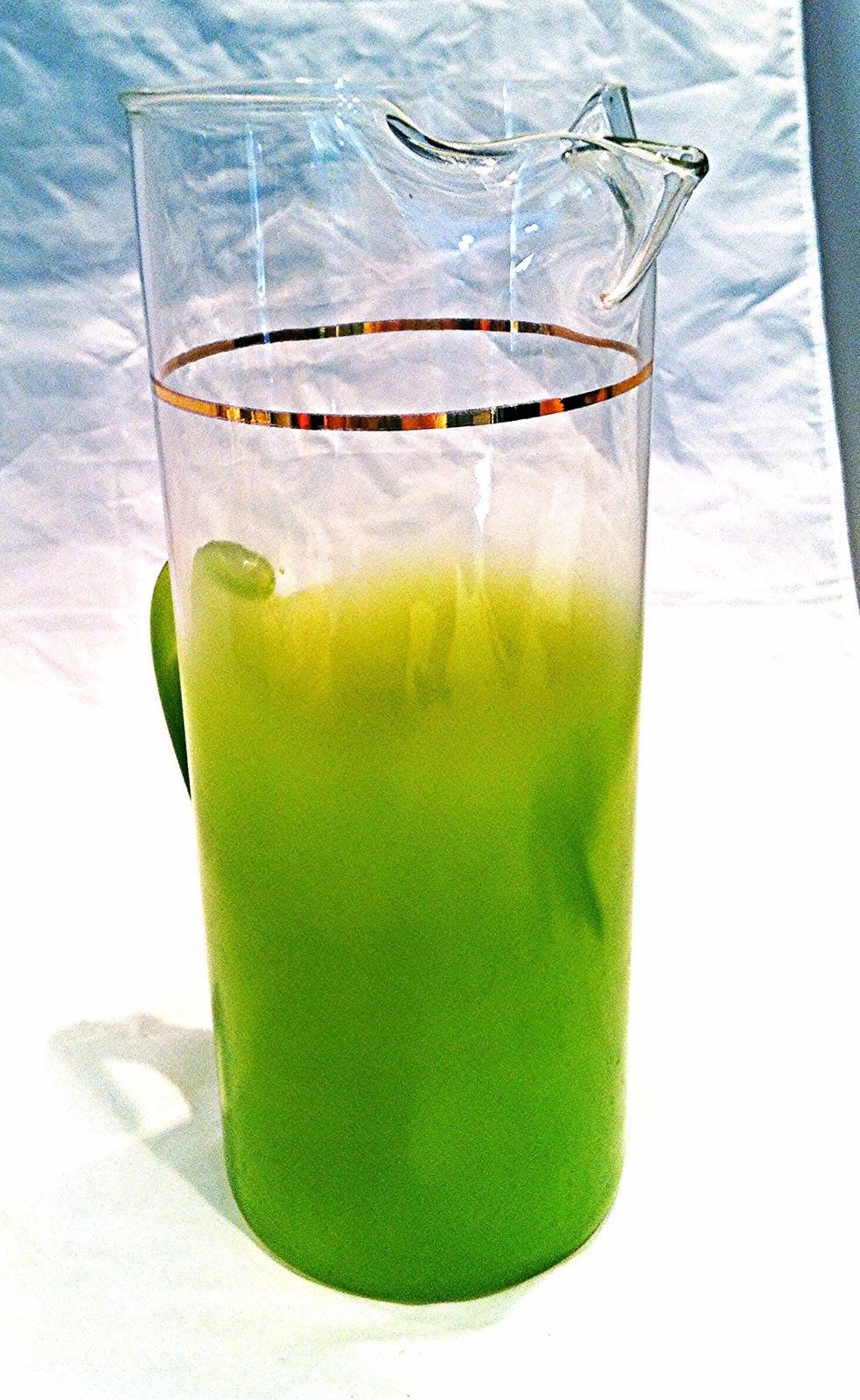 Vtg Green Frosted Blendo MCM Tall Glass Cocktail Martini Mixer Pitcher