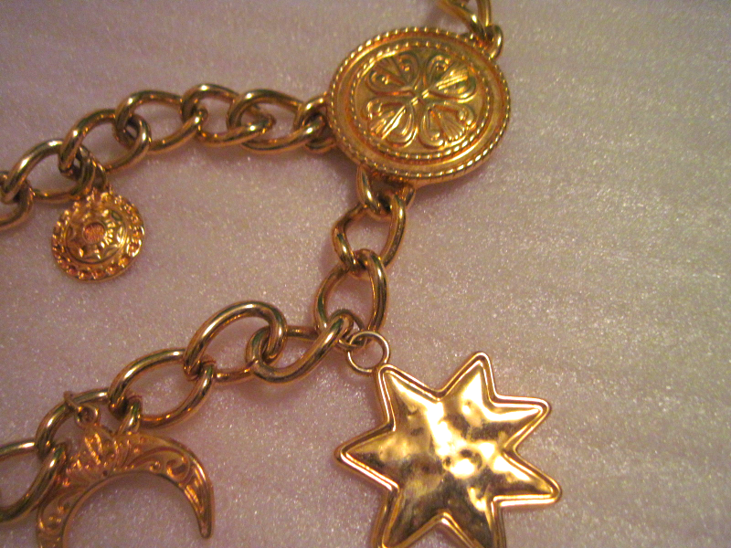 Adjustable Spain Made Goldtone Women's Charm Link Chain Belt up to Size 38 Belts