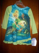 Disney Fairies Baby Clothes 2T Toddler Tinkerbell Sleepwear Tink Blue Ni... - $14.24