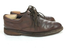 Johnston & Murphy Oiled Leather Oxford Dress Shoes Brown Sheep Skin Lined 9 M - $21.38