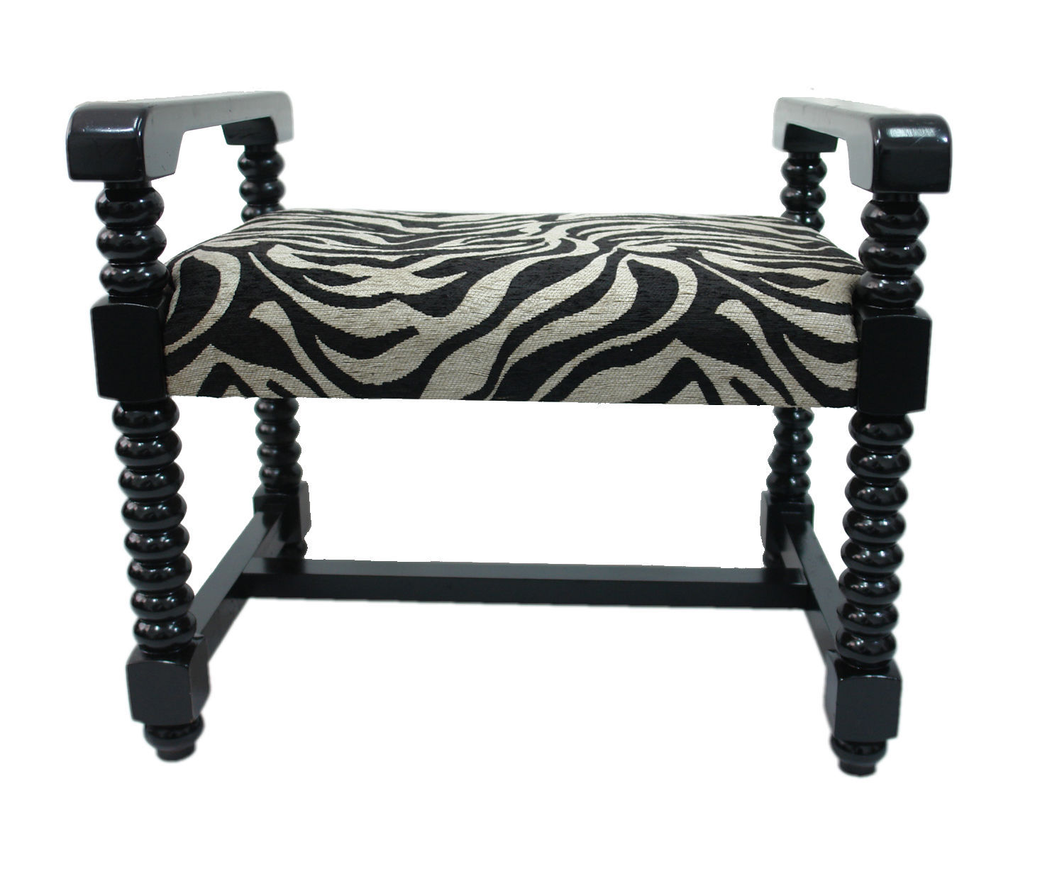 Urbanest Zebra Print Linen Upholstered Bench with Arms, Wood & Fabric