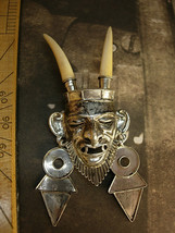 Vintage sterling devil brooch long  horns silver devil horned brooch Voodoo teet - $425.00