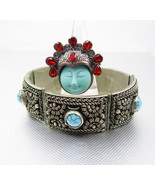 Fabulous Vintage Etruscan Bracelet Goddess Garnet ring Turquoise hallmarked - $425.00
