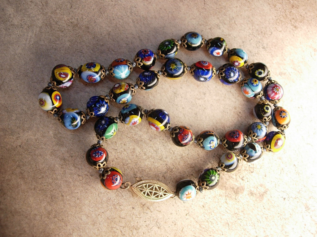 Vintage 1920s Millefiori Glass necklace Gorgeous colors - Necklaces ...