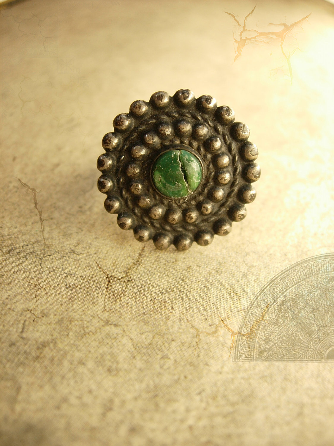 Antique etruscan Medieval Malachite sterling ring - Vintage & Antique ...