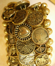 Vintage Egyptian REvival BUTTON bracelet insect pharaoh door knocker heart  scot - $225.00