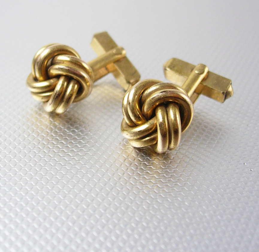 SWANK GOLD Love Knot Cufflinks Vintage 1/40 10k R.G. Designer Fine