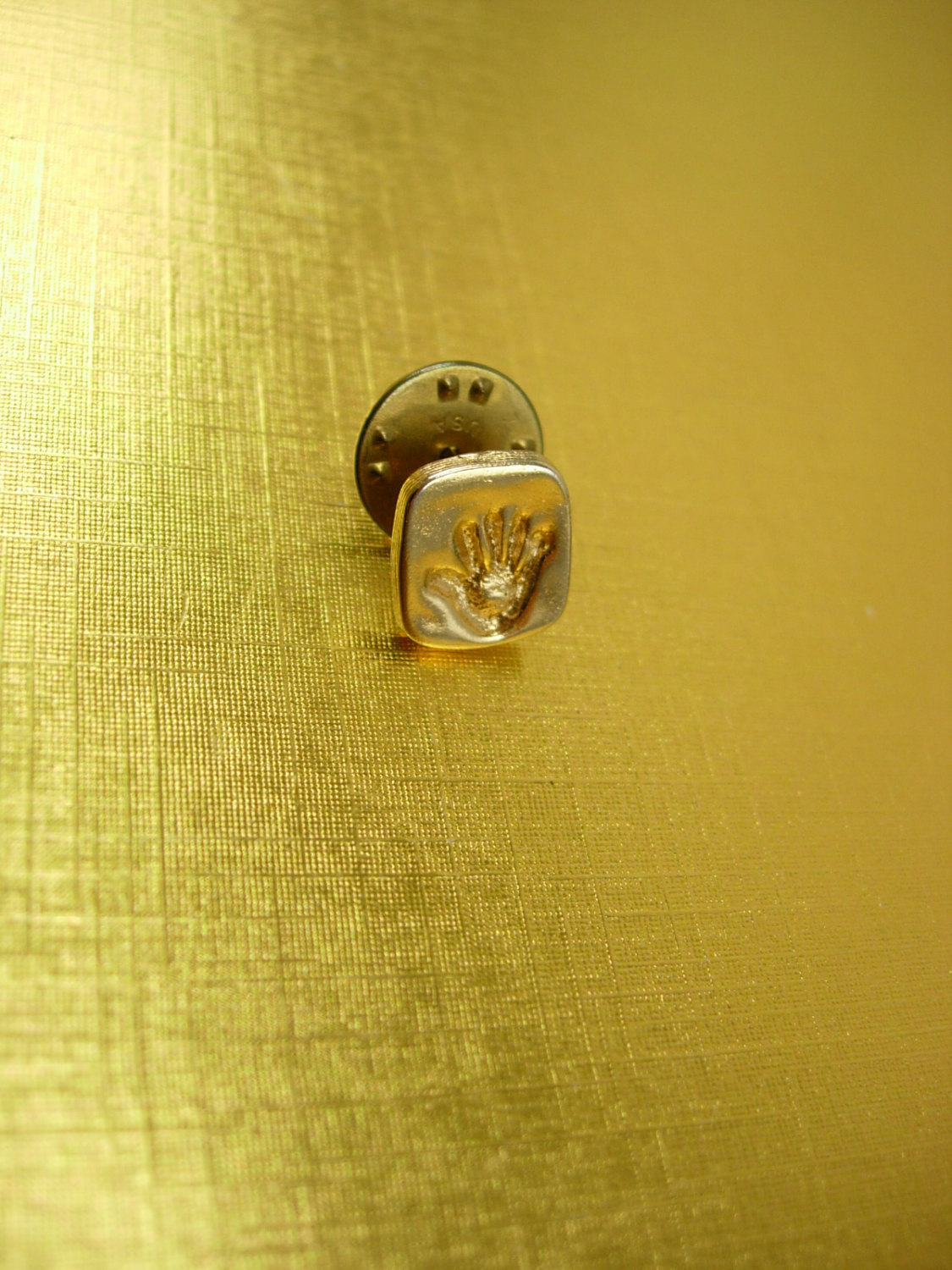 Vintage Gold Filled Baby Hand Impression Tie Tack Lapel Pin CC Co