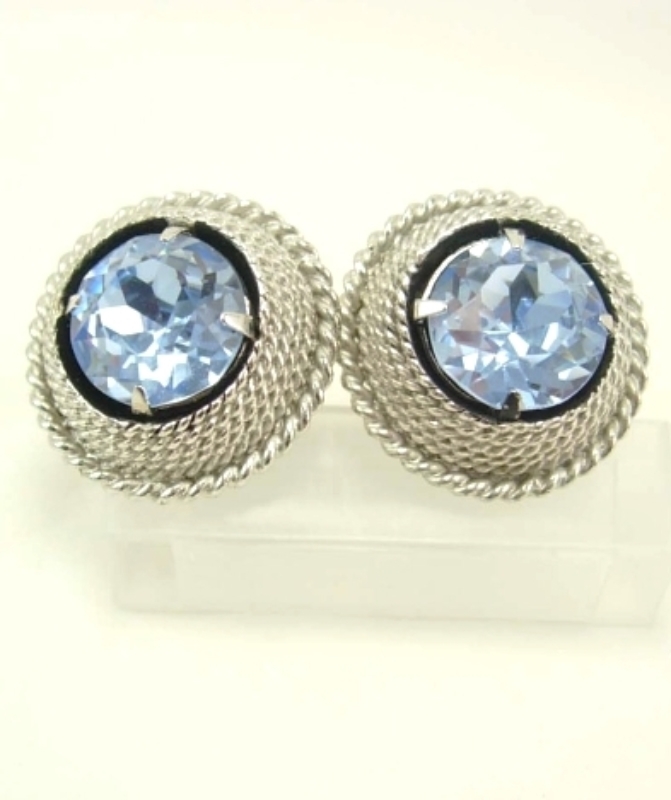 Vintage Light Blue Cufflinks Rhinestones Wedding Birthday Birthstone ...