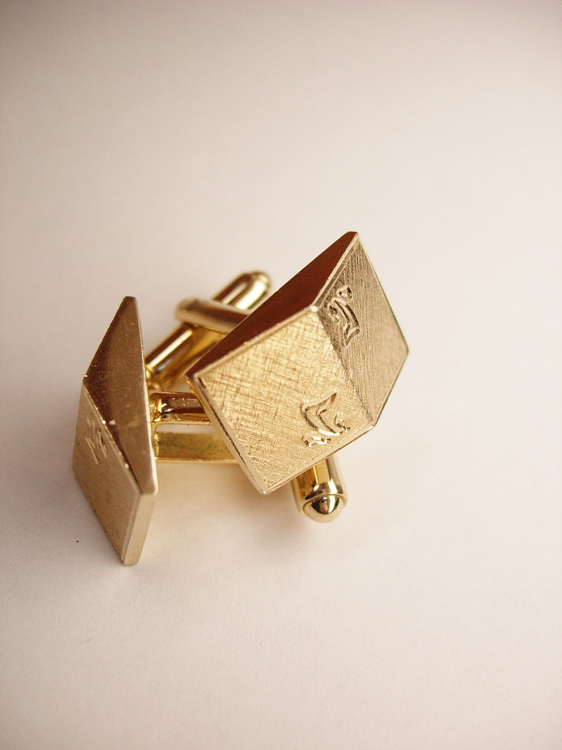 Shields Vintage Dimensional Engraved Cufflinks Wedding Business Signed