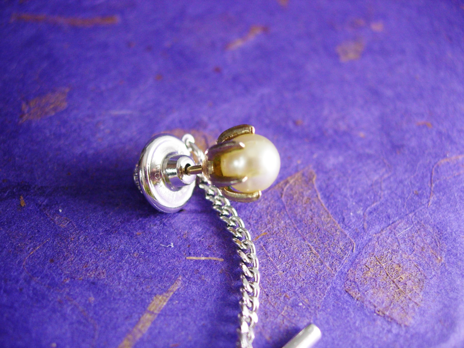 Classy Wedding Pearl Tie Tack Vintage Genuine Pearl 3rd Anniversary ...