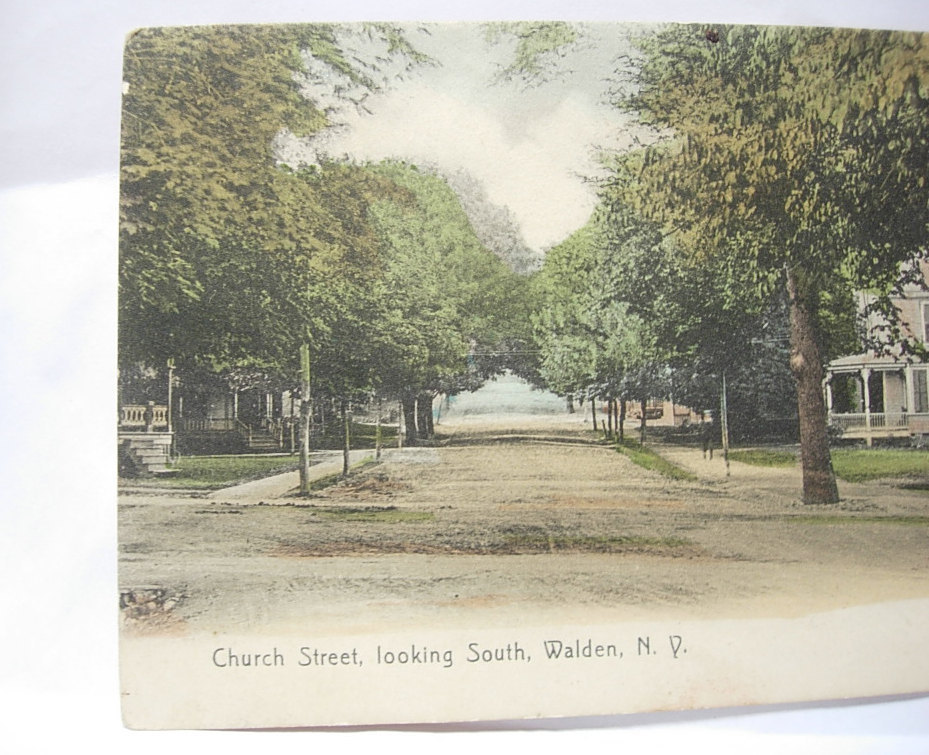 Vintage Antique Street Scene Postcard of Church Street, Walden New York