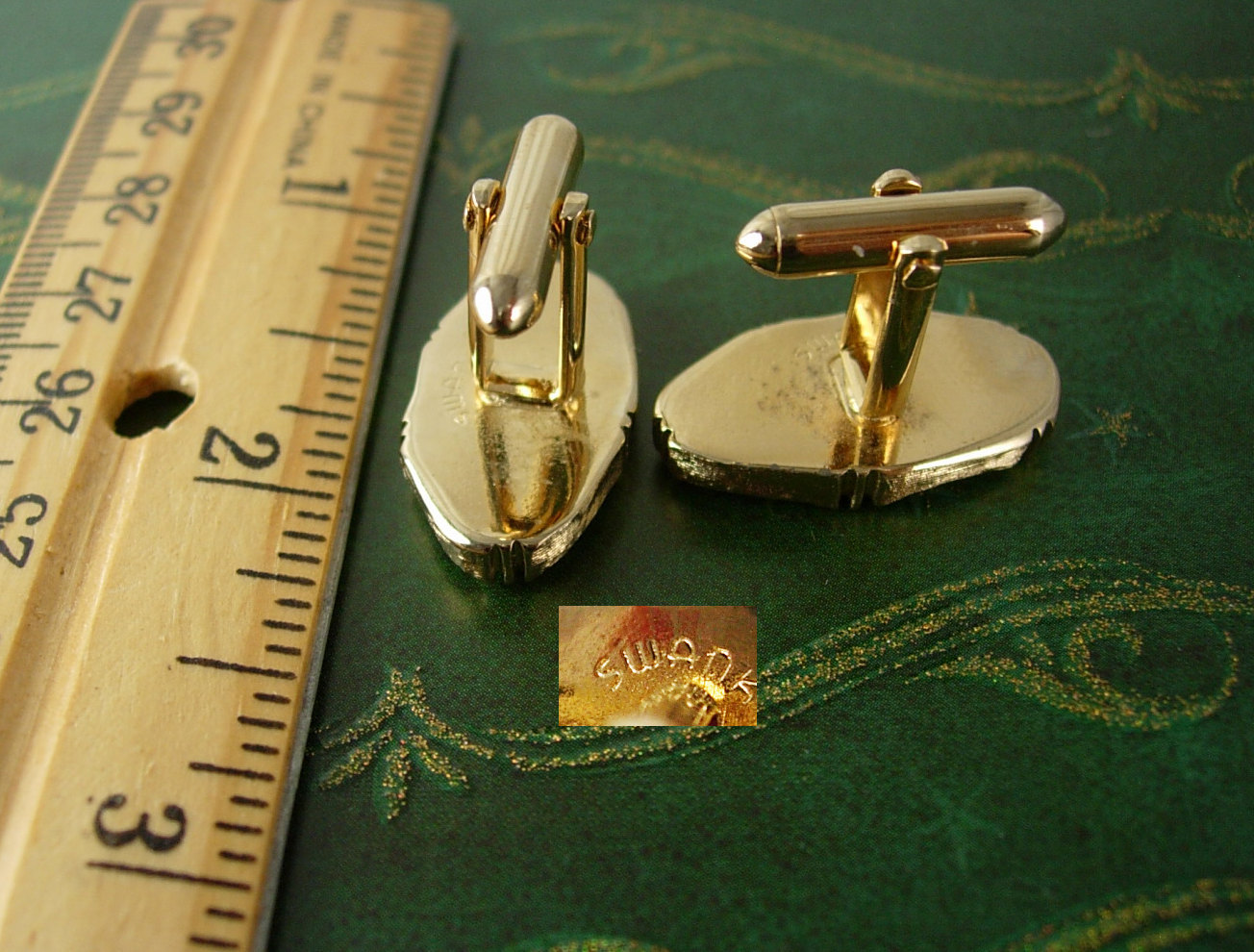 Fancy gold Cufflinks Black Onyx Swank wedding tuxedo jewelry Cufflinks