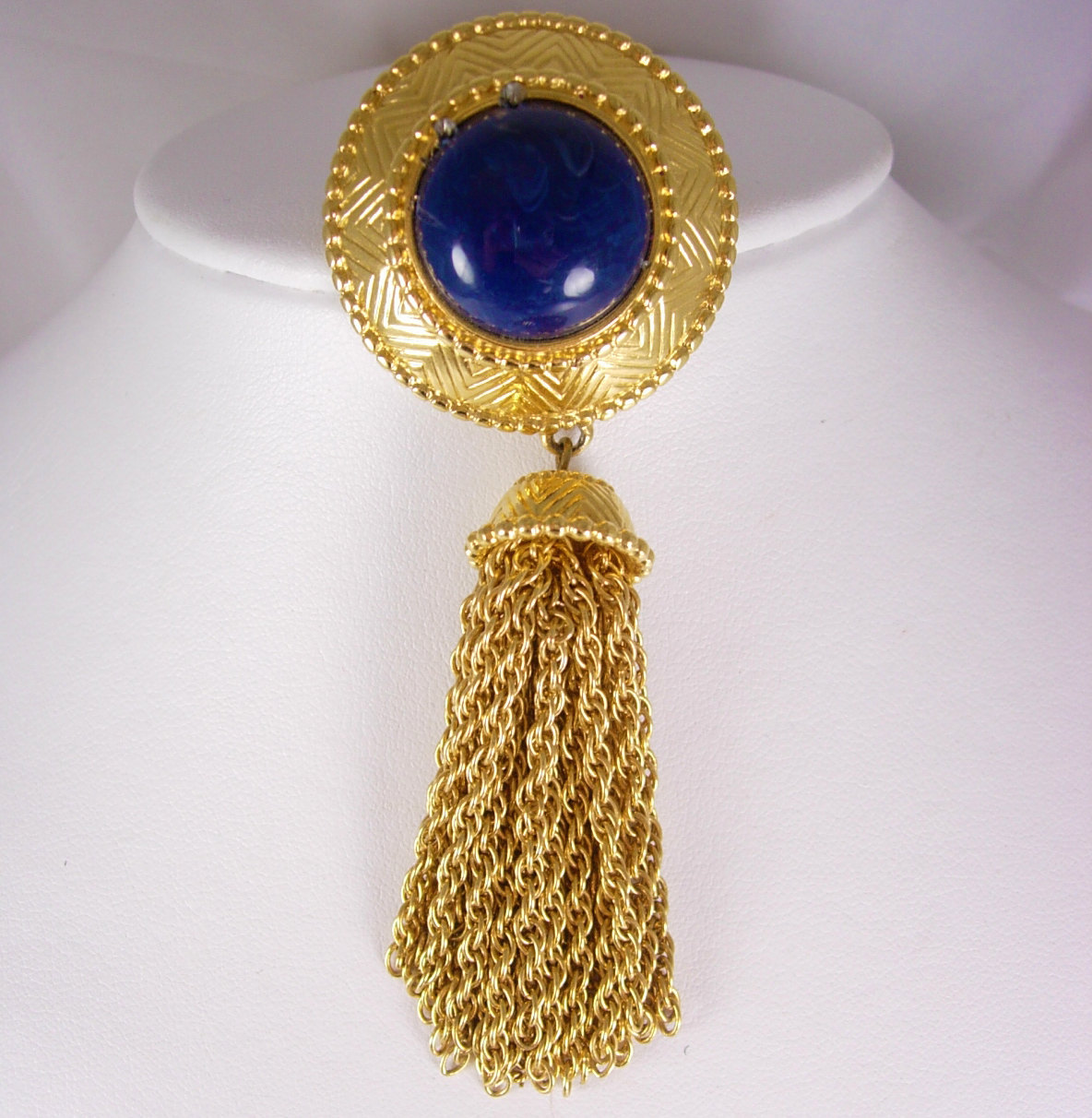Large Vintage brooch heavy tassel blue lapis Pins, Brooches