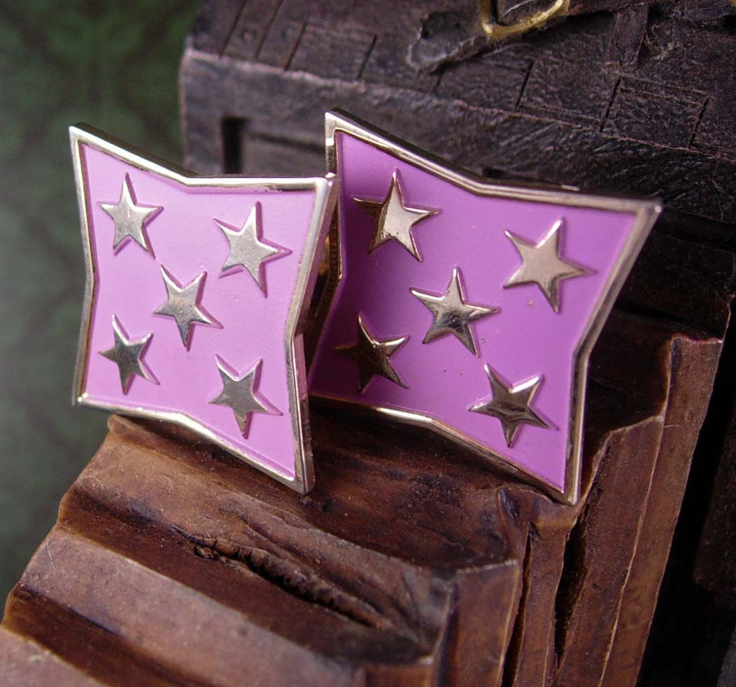STAR BRIGHT Vintage Extra Large Cufflinks Purple Enamel Women's